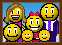 1968 Ford Mustang - A pixelated portrait depicts a family of six, each represented by a smiley face, against a blue background.