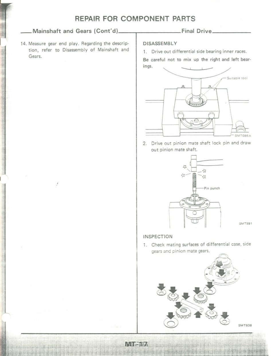 Service manual page with transmission final drive disassembly diagrams