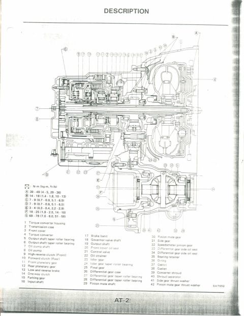 1990 Nissan Micra - This diagram illustrates a transmission's internal workings, detailing various parts and their specifications.