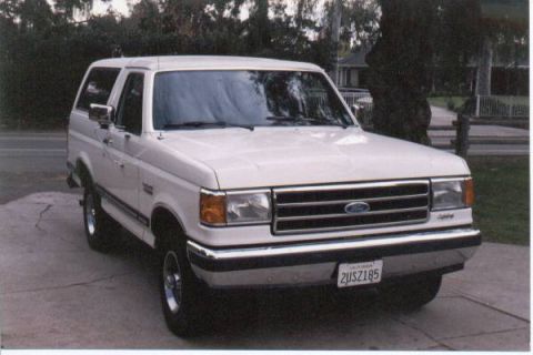 1990 Ford Bronco - This 1990 Ford Bronco is captured in a 3q-front view, its classic design and California license plate.