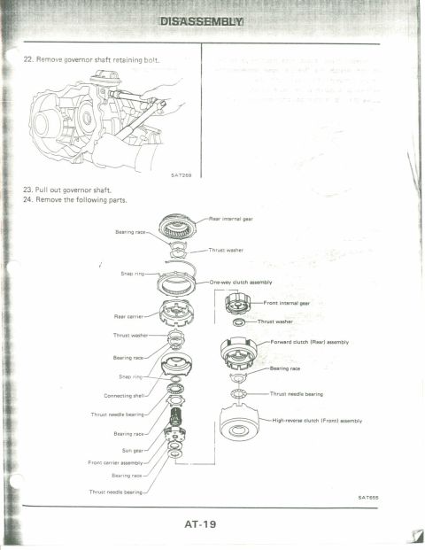 1990 Nissan Micra - This diagram illustrates the disassembly process for a transmission, detailing various components and their arrangement.