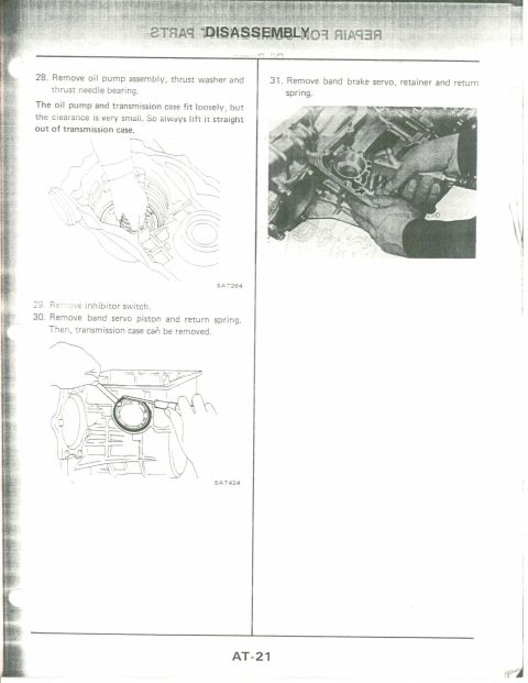 1990 Nissan Micra - This document page details steps for disassembling a vehicle's transmission, including diagrams and instructions.