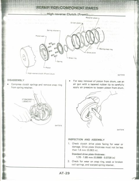 1990 Nissan Micra - This document details the repair of clutch components, including diagrams and instructions for disassembly and assembly.