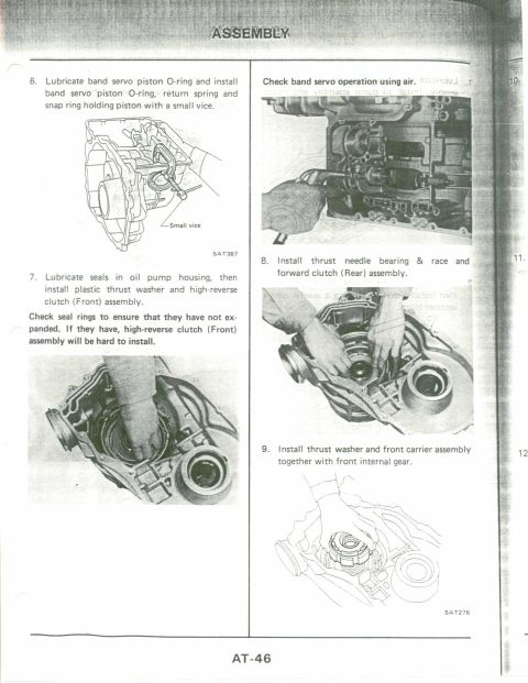 1990 Nissan Micra - Service manual page detailing assembly steps with diagrams and text.