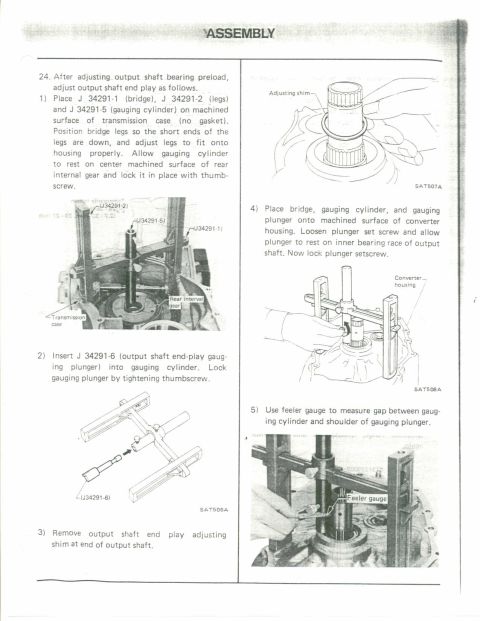 1990 Nissan Micra - Diagram illustrates the assembly process for transmission components, detailing tool usage.
