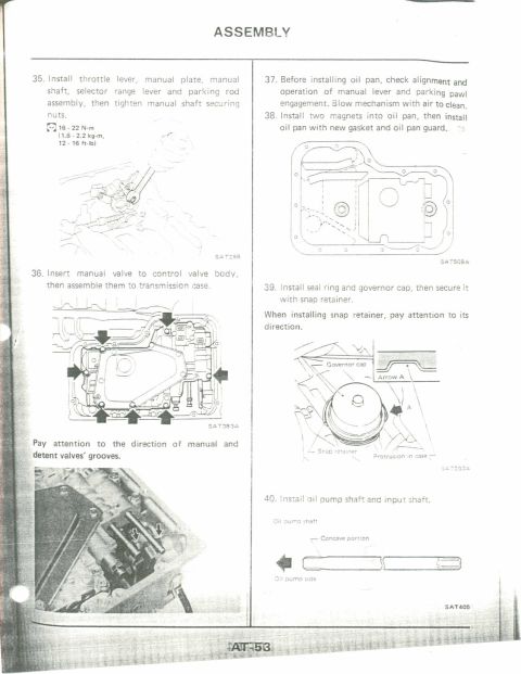 1990 Nissan Micra - This document contains diagrams and text detailing the assembly process for automotive transmission parts.