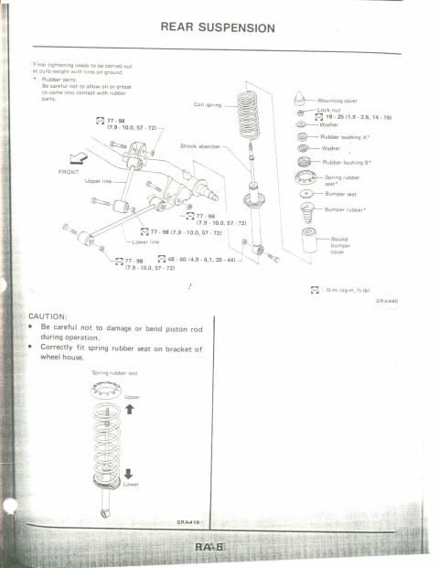1990 Nissan Micra - This diagram illustrates the components of a vehicle's rear suspension system, including the shock absorber and coil spring assembly.