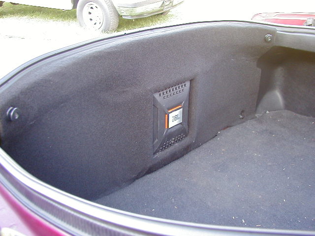 Trunk interior with JBL speaker enclosure