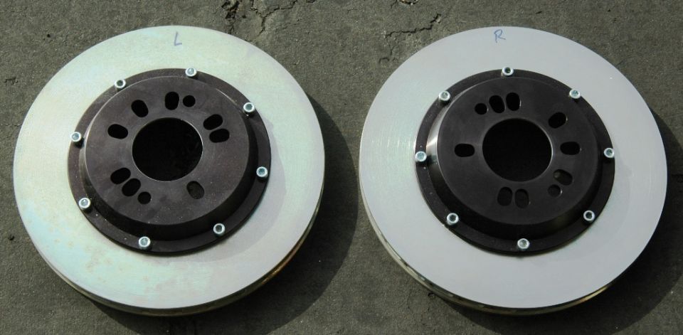 Custom made 12.5 Wilwood curved vane rotors for Baer Racing Sport set up