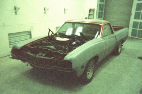 1970 Ford Ranchero - Block sanding in the paint booth