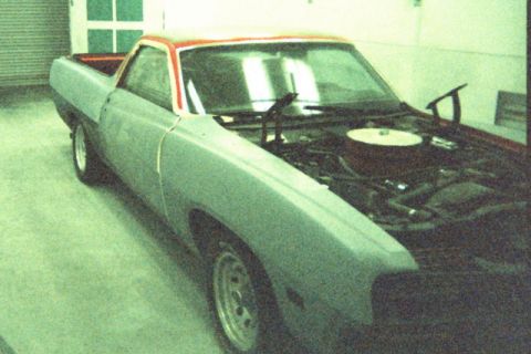 1970 Ford Ranchero - Block sanding in the paint booth