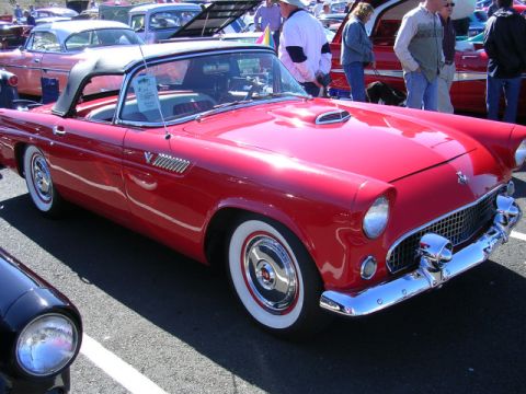 1996 Ford Probe - A classic red 1955 Ford Thunderbird convertible is displayed at the Chinook Winds Car Show.