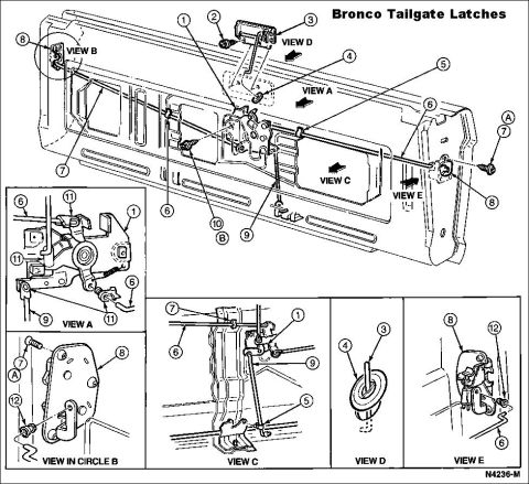 1983 Ford Bronco - Latches 1 Tailgate Latch Remote Control D8TZ-9843170-B (JBG [url=https://shop.broncograveyard.com/1980-1996-Ford-Bronco-Tailgate-Handle-Rel…