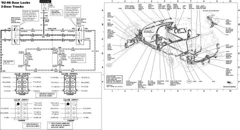 1983 Ford Bronco - Door Locks for '92-96 2-door trucks WITHOUT factory RKE. IF THE IMAGE IS TOO SMALL, click it. '80-91 similar