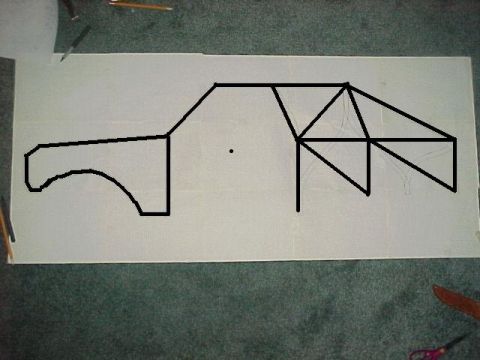 1993 Ford Bronco - A diagram outlines a vehicle's side profile and an internal roll cage structure.