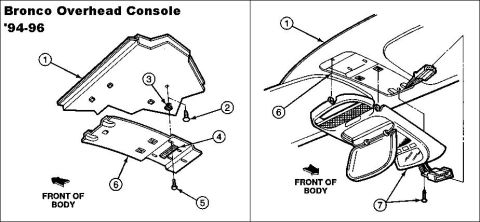 1983 Ford Bronco - '94-96 Bronco Overhead Console Installation 1 Roof Trim Panel 51944 2 Pushpin (without Headliner) 390964-S 3 [url=https://www.clipsandfaste…