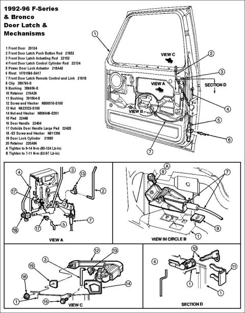 1983 Ford Bronco - Door Latch '92 (it was revised in '93 with a rubber cover) IF THE IMAGE IS TOO SMALL, click it. ERROR: the descriptions & PNs for 8-20 are…