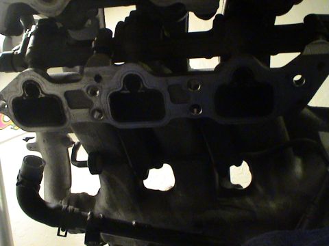 1997 Ford Probe - This is a close-up view of an engine's intake manifold, showing its internal structure and attached hoses.