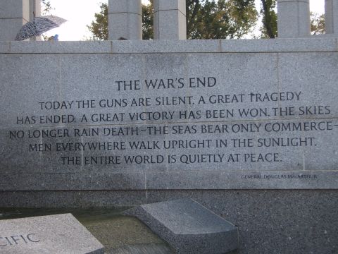 1988 Ford Bronco - An inscription on a stone monument reads 'The War's End' and details the end of a great tragedy and victory.