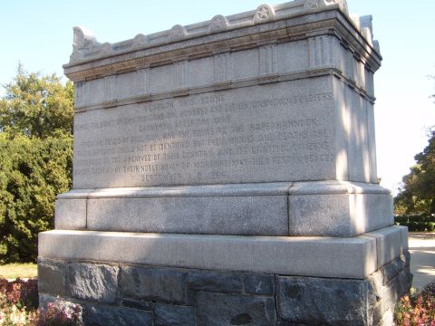 1988 Ford Bronco - A stone monument commemorates soldiers, with an inscription dated September A.D. 1866.