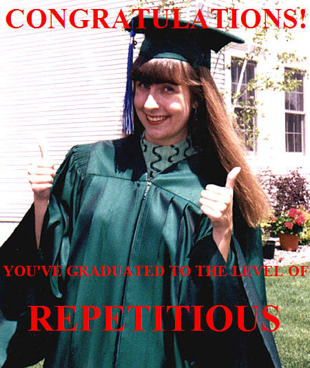 1995 Ford Bronco - A humorous meme a graduate with a sarcastic message, implying the repetitive nature of education.