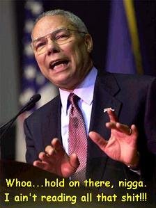 1995 Ford Bronco - Colin Powell speaking at a podium, with text and a website address superimposed on the image.