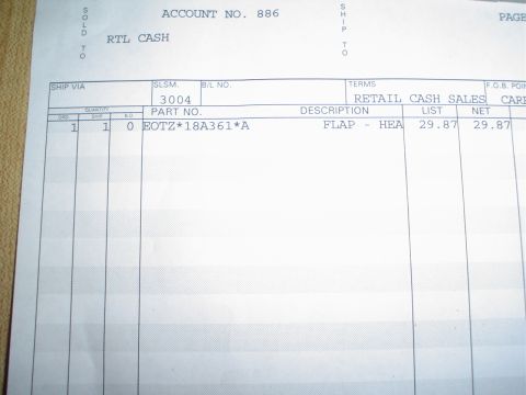 1984 Ford Bronco - This document is an invoice detailing a part sale, not an interior rebuild.