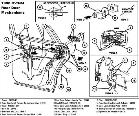 1994 Ford Crown Victoria - Rear Door Latch '98