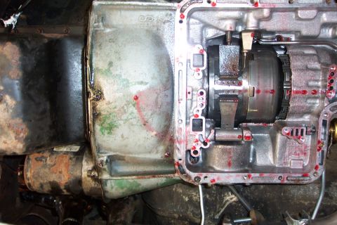 1978 Ford Bronco - Internal components of an automatic transmission, showing gears and hydraulic passages.