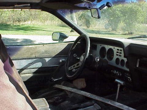 1978 Ford Mustang II - Interior view of a 1978 Ford Mustang II, showing the dashboard, steering wheel, and door panel.