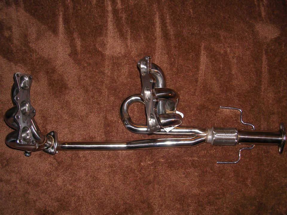 Chrome exhaust headers with flexible pipe