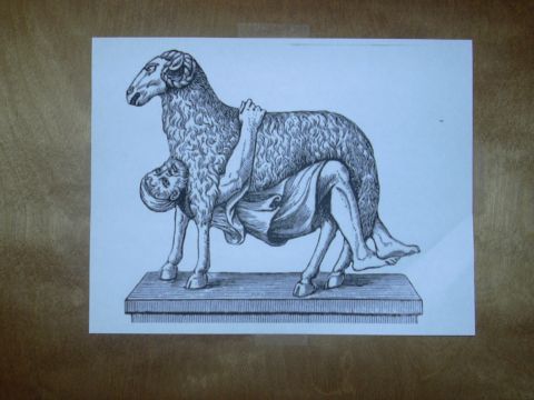 1997 Ford Probe - This image depicts a drawing of a man riding a ram, not a 1997 Ford Probe.