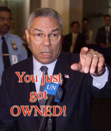 1996 Ford F-150 - Colin Powell speaks into a UN microphone, with text superimposed on the image.