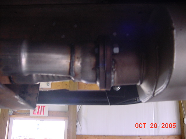 Flange installed so the tranny can be taken out without pulling the whole Exhaust system!