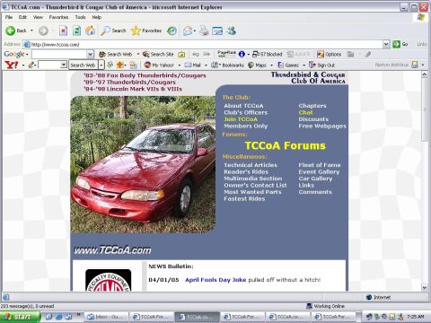 1994 Ford Thunderbird - made it to the front page of the tccoa....:D
