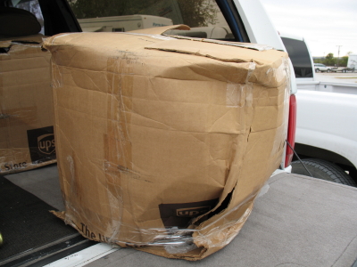 1999 Mitsubishi 3000GT - 2 rims per box, no padding/protection.Gee, woder why the rims bent?