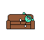1968 Ford Mustang - A pixelated character relaxes on a couch in this digital artwork.
