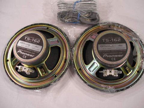 1991 Ford Crown Victoria LTD - A pair of Pioneer TS-162 speakers are shown with their wiring harness.