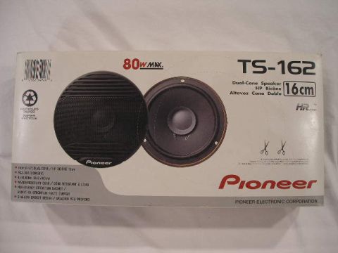 1991 Ford Crown Victoria LTD - Box for Pioneer TS-162 speakers, showing product details and the speakers themselves.