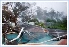 2004 Toyota Tacoma - A swimming pool enclosure has been severely damaged by severe weather conditions.