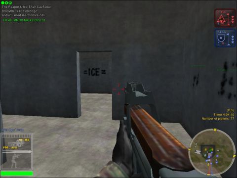 1993 Ford Bronco - This is a first-person perspective from a video game, showing a weapon and graffiti on a wall.