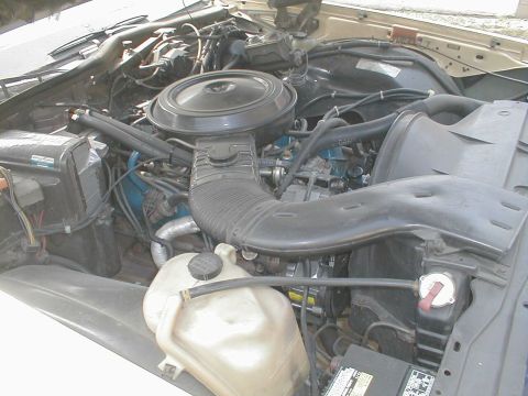 1978 Chevrolet Caprice - Close-up view of a vehicle's engine bay, showing the air intake system and coolant reservoir.