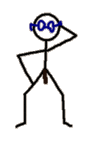 1993 Ford Bronco - A stick figure is depicted in a stylized pose, wearing blue glasses.