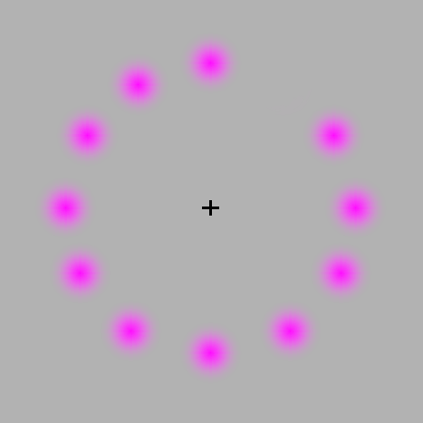 1994 Ford Crown Victoria - A visual perception test displays pink dots in a circular pattern, creating an optical illusion.