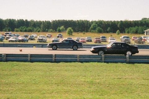 1989 Ford Mustang - Chasing down my cousins '87 mustang GT. He had the better launch with low end torue but my top end took him down again! :)