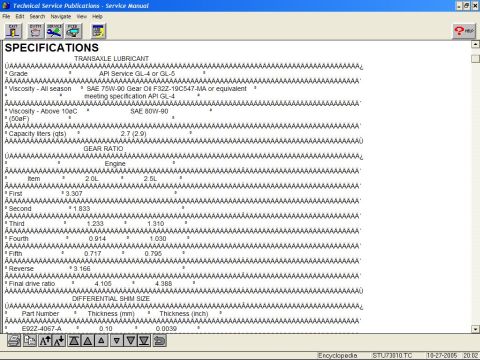 1996 Ford Probe - Ford Factory Service Manual Transmission Gear Ratios
