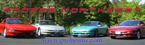 1997 Ford Probe - Four Ford Probes are lined up, with the website www.probesnw.com visible at the bottom.