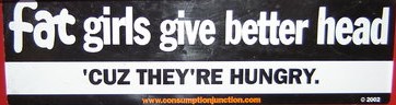 1987 Ford Bronco - A sticker displays a provocative message with a website and copyright year.