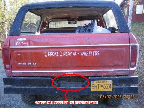 1978 Ford Bronco - This 1978 Ford Bronco has a custom bumper and a humorous message on its tailgate.