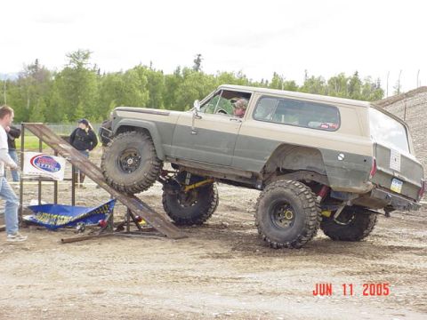 1978 Ford Bronco - Modified Jeep Cherokee Chief attempts an obstacle course on June 11, 2005.